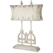Provence Home Distressed Cream Metal Table Lamp with Linen Shade