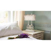 Provence Home Distressed Cream Metal Table Lamp with Linen Shade