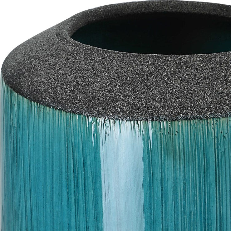Uttermost Maui Aqua Blue Glaze Ceramic Set of 2 Vases
