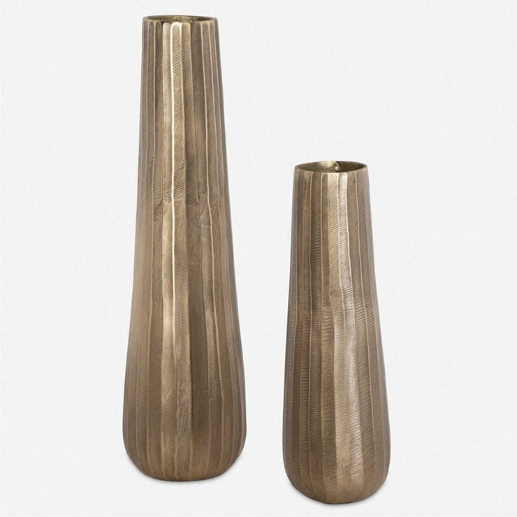 Uttermost Ripple Vase Uttermost Vertiforge Antique Gold Textured Set of 2 Vases ...