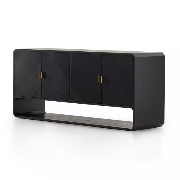 Four Hands Caspian Sideboard ~ Black Ash Finish With Brass Hardware