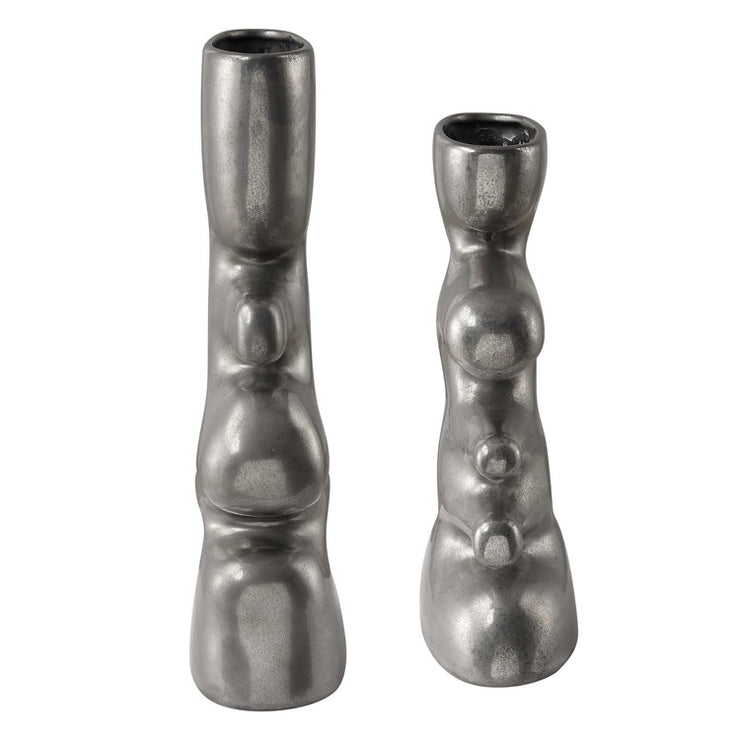 Uttermost Free Flowing Nickel Glaze Modern Set of 2 Vases