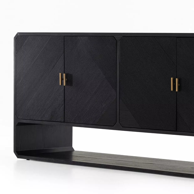 Four Hands Caspian Sideboard ~ Black Ash Finish With Brass Hardware