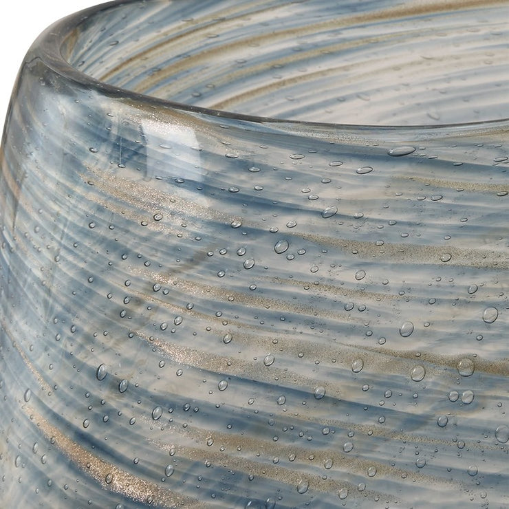 Uttermost Aurora Swirl Blue and Gold Bubble Glass Set of 2 Vases