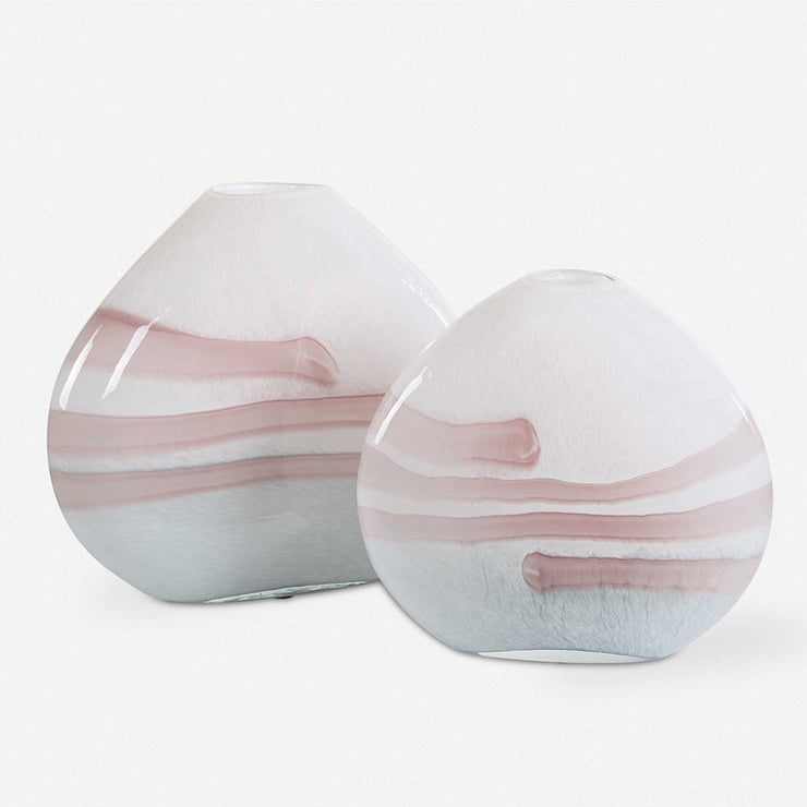 Uttermost Blush Swirl Glass Set of 2 Vases