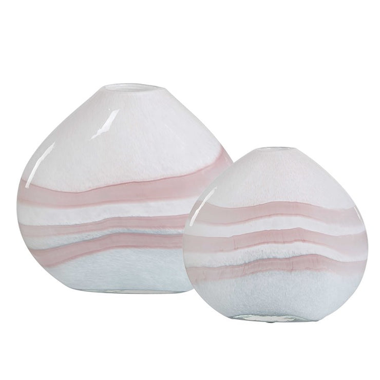 Uttermost Blush Swirl Glass Set of 2 Vases