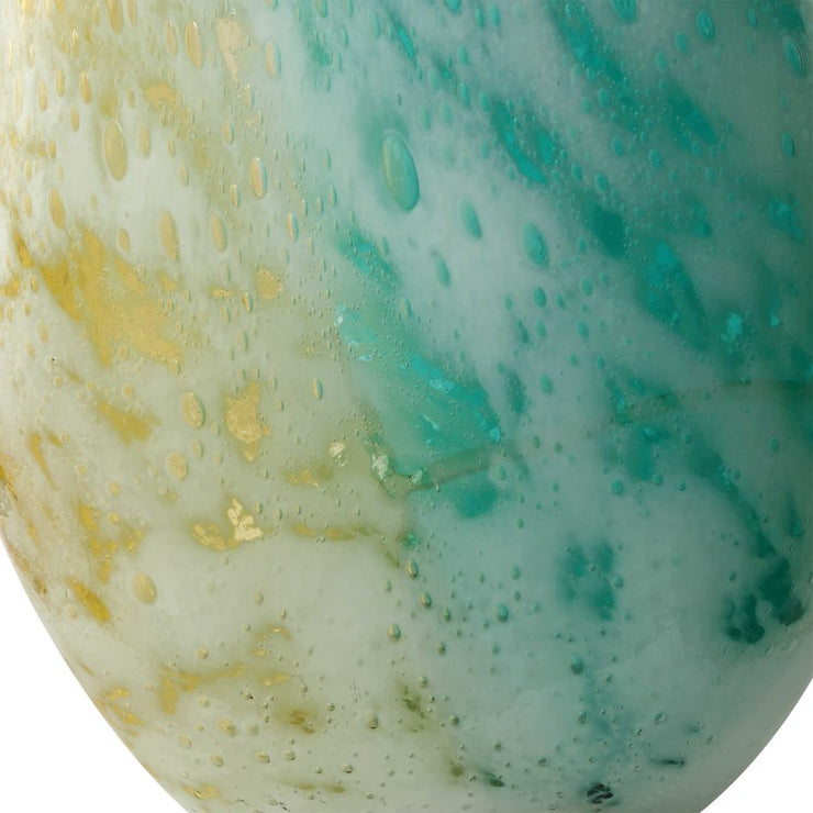 Uttermost High Tide Teal, Amber and Gold Bubble Glass Set of 2 Vases