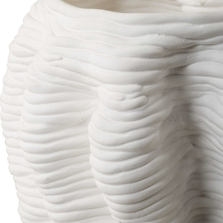 Uttermost Stratified Matte White Glaze Modern Organic Vase