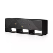 Four Hands Caspian Media Console ~ Black Ash Finish With Brass Hardware