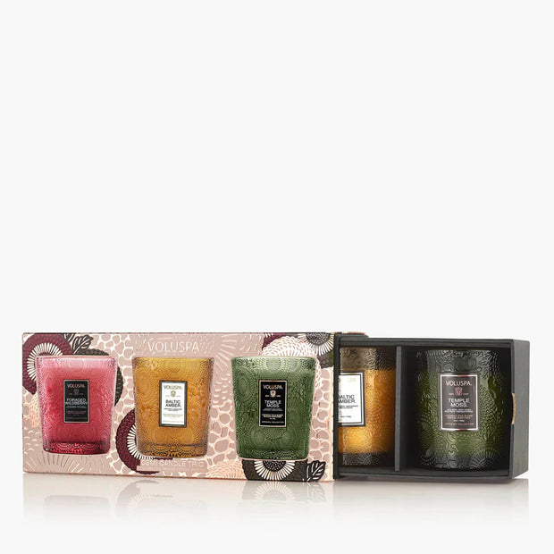 Voluspa Temple Moss 3 Demi Candle Gift Set
