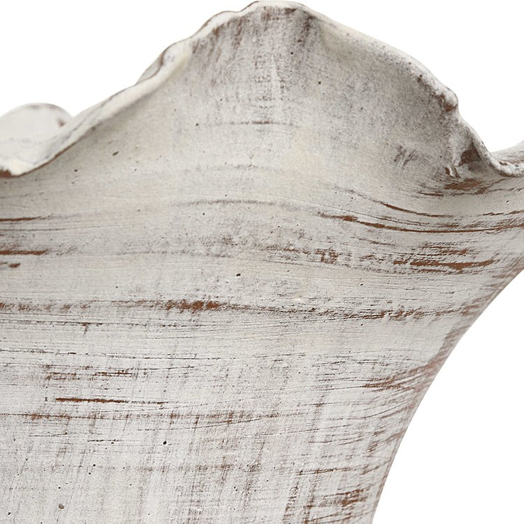 Uttermost Ruffled Petals Distressed White Ceramic Set of 2 Vases