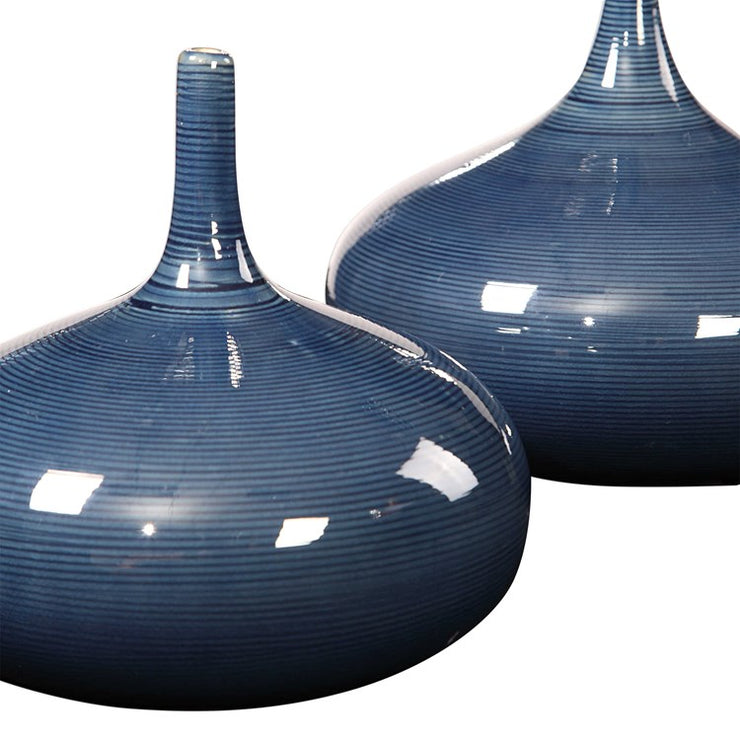 Uttermost Zayan Blue Ceramic Set of 2 Vases