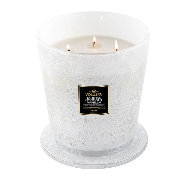 Voluspa Tahitian Coconut Vanilla 5 Wick Hearth Candle ~ 123oz