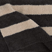 Kashwere Ultra Plush Midnight Grey & Wheat 2 Stripe Throw