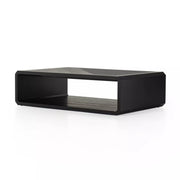 Four Hands Caspian Coffee Table ~ Black Ash Finish With Brass Hardware