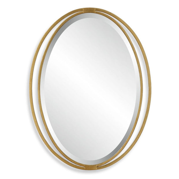 Uttermost Rhodes Antique Metallic Gold Leaf Oval Mirror
