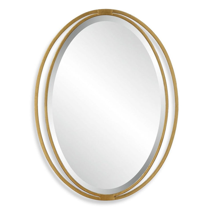Uttermost Rhodes Antique Metallic Gold Leaf Oval Mirror