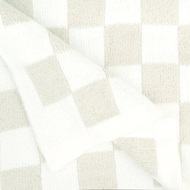 Kashwere Crème and Linen Check Cloud Throw