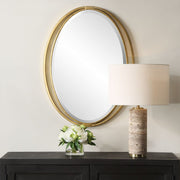 Uttermost Rhodes Antique Metallic Gold Leaf Oval Mirror