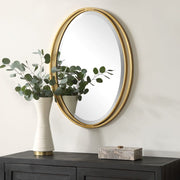 Uttermost Rhodes Antique Metallic Gold Leaf Oval Mirror