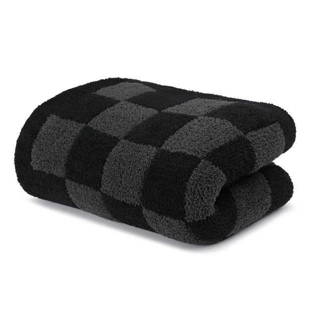 Kashwere Midnight Grey and Black Check Cloud Throw