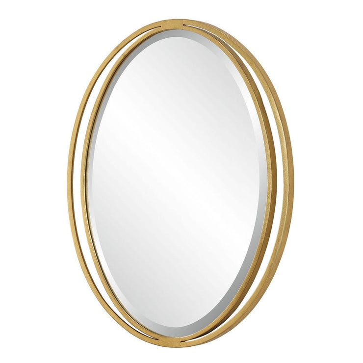 Uttermost Rhodes Antique Metallic Gold Leaf Oval Mirror