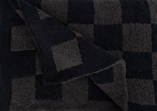 Kashwere Midnight Grey and Black Check Cloud Throw
