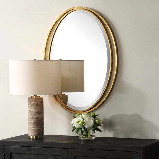Uttermost Rhodes Antique Metallic Gold Leaf Oval Mirror