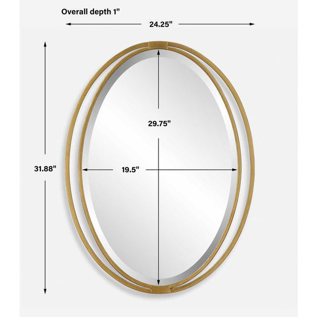 Uttermost Rhodes Antique Metallic Gold Leaf Oval Mirror
