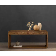 Four Hands Caspian Console Table ~ Natural Ash Finish With Brass Hardware