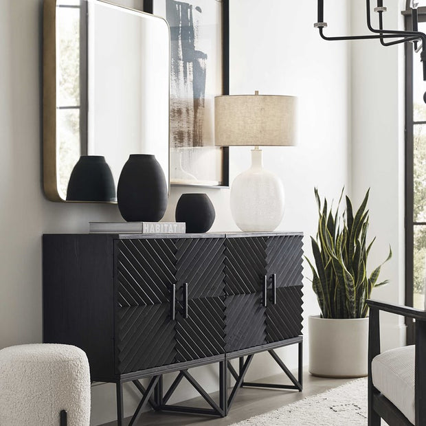 Uttermost Hearth Matte Black Glass Set of 3 Vases