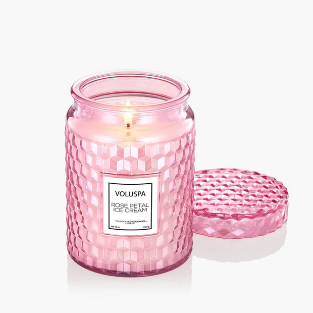 Voluspa Rose Petal Ice Cream Large Jar Candle ~18oz