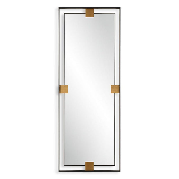 Uttermost Cornerstone Sleek Satin Black And Brushed Brass Mirror