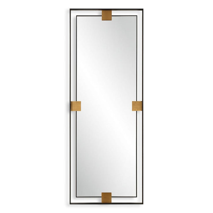 Uttermost Cornerstone Sleek Satin Black And Brushed Brass Mirror