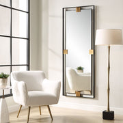 Uttermost Cornerstone Sleek Satin Black And Brushed Brass Mirror