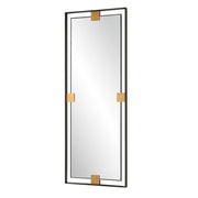 Uttermost Cornerstone Sleek Satin Black And Brushed Brass Mirror