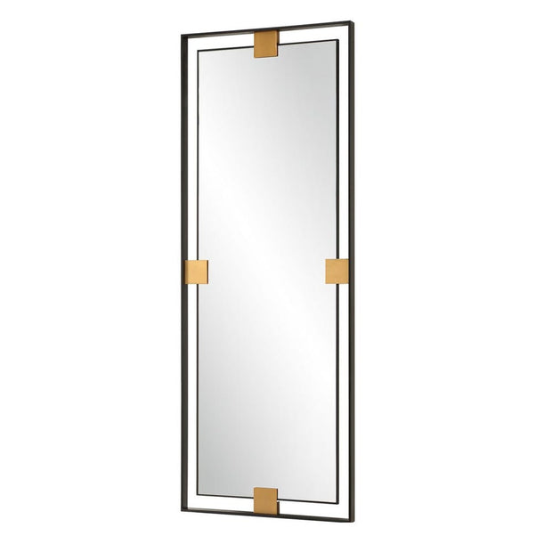 Uttermost Cornerstone Sleek Satin Black And Brushed Brass Mirror