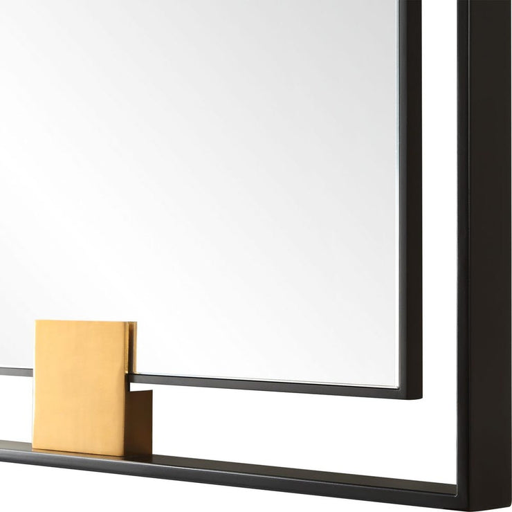 Uttermost Cornerstone Sleek Satin Black And Brushed Brass Mirror