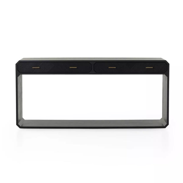 Four Hands Caspian Console Table ~ Black Ash Finish With Brass Hardware
