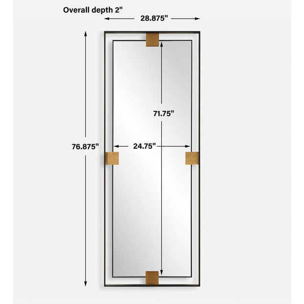 Uttermost Cornerstone Sleek Satin Black And Brushed Brass Mirror