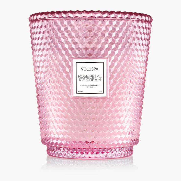 Voluspa Rose Petal Ice Cream 5 Wick Hearth Candle ~ 144 oz
