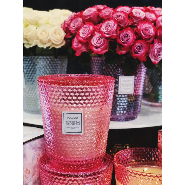 Voluspa Rose Petal Ice Cream 5 Wick Hearth Candle ~ 144 oz