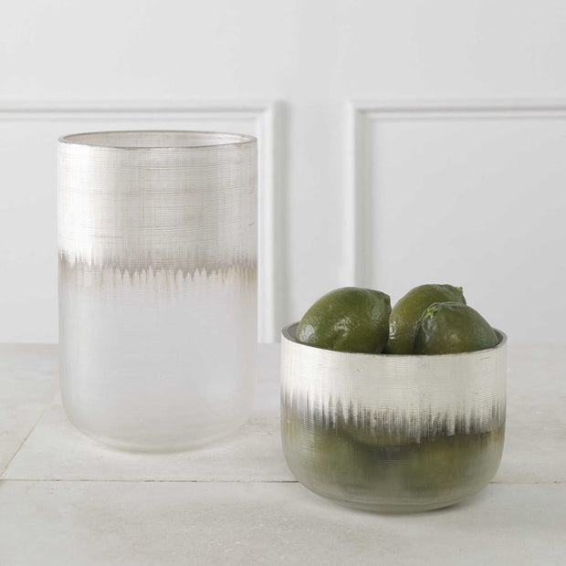 Uttermost Frost Etched Glass Set of 2 Vases