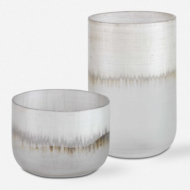 Uttermost Frost Etched Glass Set of 2 Vases