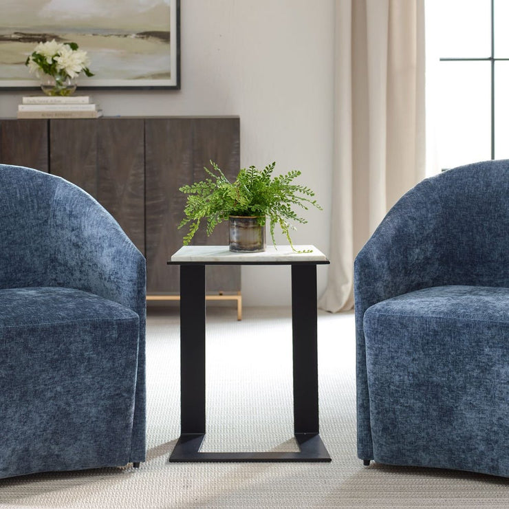 Uttermost Kenora White Marble And Black Accent Table