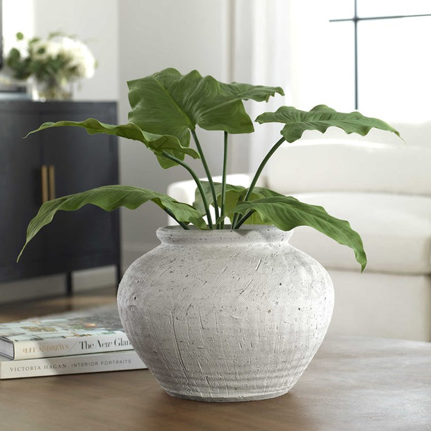 Uttermost Floreana White Textured Round Ceramic Vase