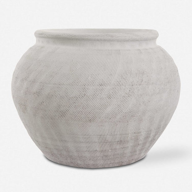 Uttermost Floreana White Textured Round Ceramic Vase