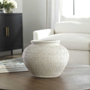 Uttermost Floreana White Textured Round Ceramic Vase