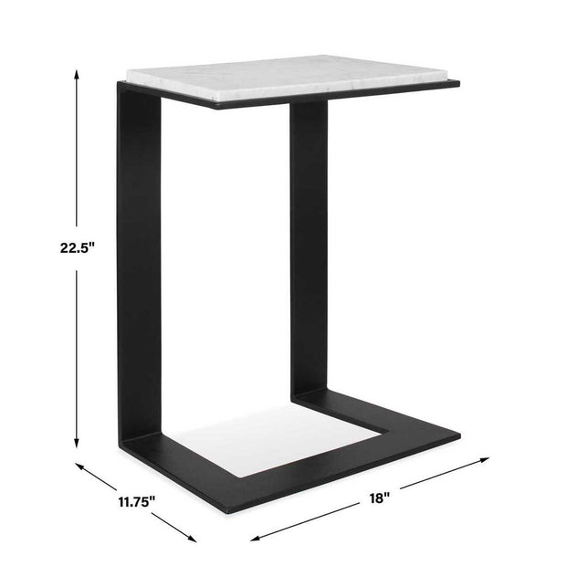 Uttermost Kenora White Marble And Black Accent Table
