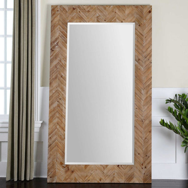 Uttermost Demetria Chevron Pattern Wood Framed Mirror